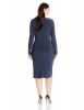 Anne Klein Plus-Size Embellished Shoulder V-Neck Long Sleeve Dress For Women