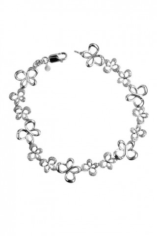 Jessica Simpson Silver Diamond Accent Butterfly Link Bracelet For Women