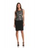 DKNYC Sleeveless Crewneck Sweater Dress with Printed Top and Ponte Skirt For Women