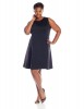 Calvin Klein Plus-Size Pleat Front Fit and Flare Sleeveless Black Dress For Women