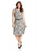 Anne Klein Plus-Size Cap Sleeve Black/Cream Print Swing Dress For Women