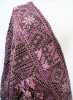 Vintage Hand Embroidered Geometric Sheer Silk Georgette Bridal Shawl Scarf Wrap Stole Table Runner Magenta Wine Pink Eggplant Go
