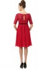 Momo Maternity "Alice" Bow Belt Pleated Lace 1/2 length Sleeves Fit & Flare Dress