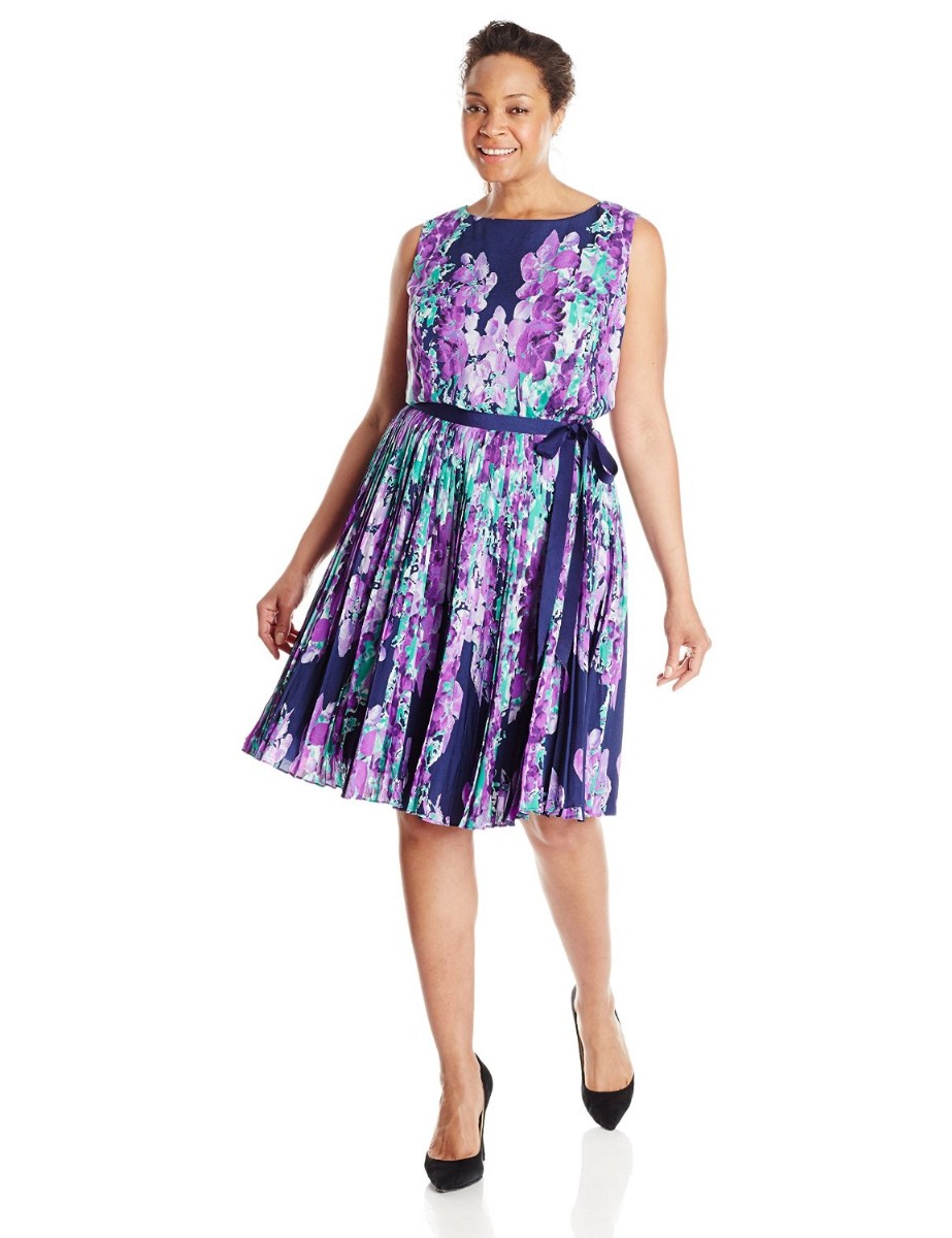 Adrianna Papell Plus-Size Floral Placed Print Easy Fit Dress For 