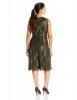 Anne Klein Plus-Size Black And Gold Sleeveless Lace Fit-and-Flare Dress For Women