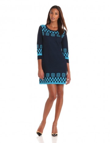 Anna Sui - Check and Snowflake Sweater Dress For Women