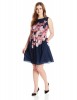 Adrianna Papell Plus-Size Sleeveless Placed Rose Print Dress For Women