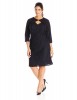 Adrianna Papell Plus-Size Three-Quarter Sleeve Lace Keyhole Neckline Oragami Dress For Women