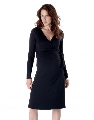 Seraphine Black Classic V-neck Maternity Wrap Dress
