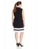 Calvin Klein Plus-Size Black and White Bottom Stripe Self Tie Shirt Dress For Women