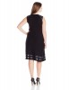Calvin Klein Plus-Size V-Neckline with Faux-Leather Shoulders and Hemline Black Dress For Women