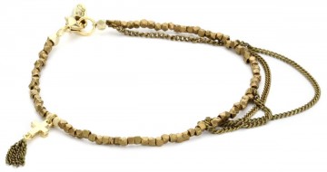 Ettika Brass Faceted Beads and Chain Anklet