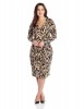 Calvin Klein Plus-Size V-neck Long Sleeve Animal Print Dress For Women