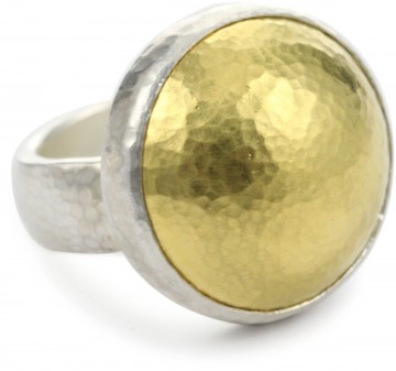 GURHAN - "Amulet" Silver with High Karat Gold Accents Round Ring, Size 7
