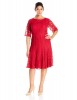 Adrianna Papell Plus-Size Red Elbow Sleeve Fit-and-Flare Lace Dress For Women